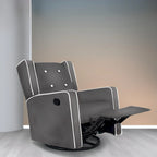 Fauteuil inclinable, pivotant et à bascule en bois massif et microfibre