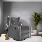 Fauteuil inclinable, pivotant et à bascule en bois massif et microfibre