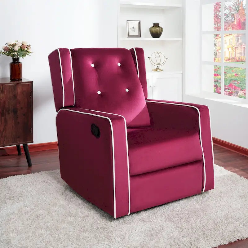 Fauteuil inclinable, pivotant et à bascule en bois massif et microfibre