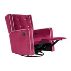 Fauteuil inclinable, pivotant et à bascule en bois massif et microfibre