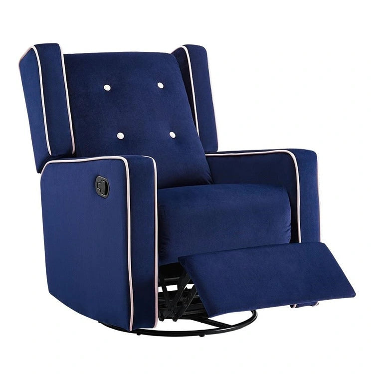 Fauteuil inclinable, pivotant et à bascule en bois massif et microfibre