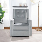 Fauteuil inclinable, pivotant et à bascule en bois massif et microfibre