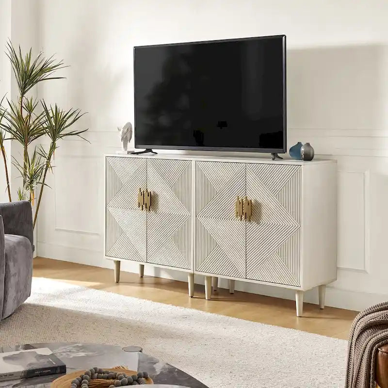 Meubles TV de rangement modernes avec étagères réglables - Lot de 2