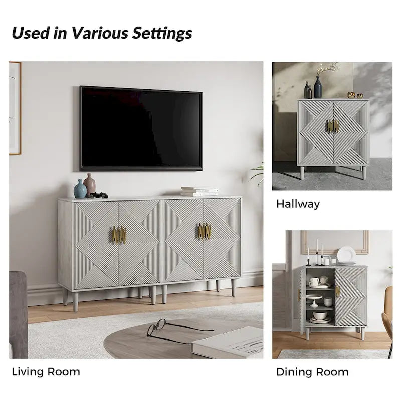 Meubles TV de rangement modernes avec étagères réglables - Lot de 2