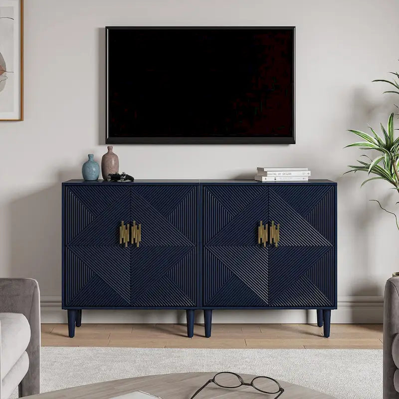 Meubles TV de rangement modernes avec étagères réglables - Lot de 2