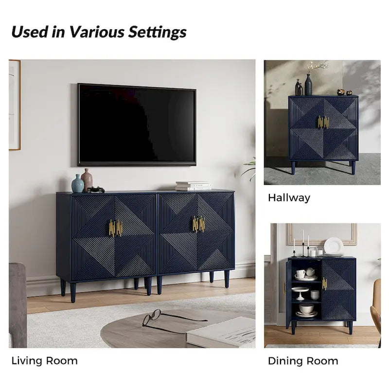 Meubles TV de rangement modernes avec étagères réglables - Lot de 2