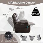 Fauteuil releveur avec massage, chauffage, porte-gobelet et port USB