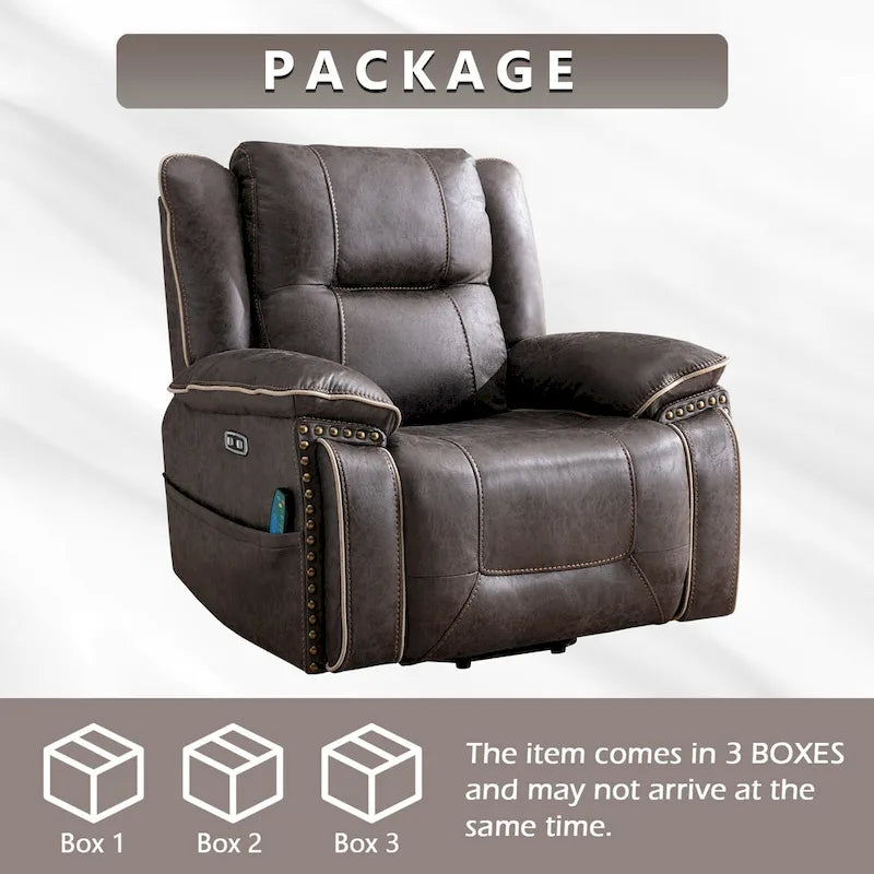 Fauteuil releveur avec massage, chauffage, porte-gobelet et port USB