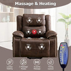 Fauteuil releveur avec massage, chauffage, porte-gobelet et port USB
