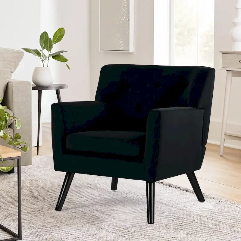 Fauteuil d'appoint capitonné en velours