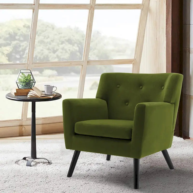 Fauteuil d'appoint capitonné en velours