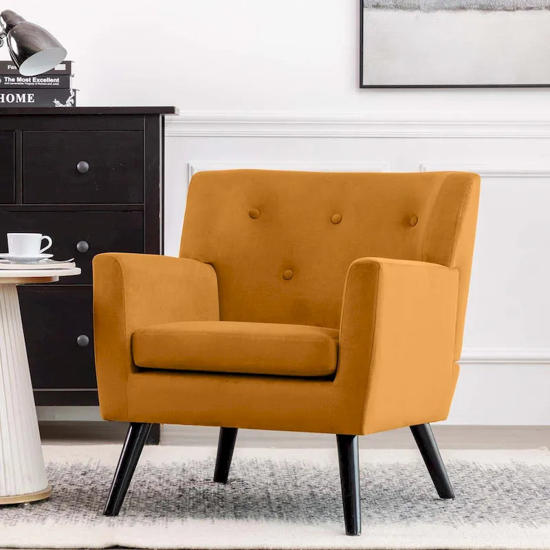 Fauteuil d'appoint capitonné en velours