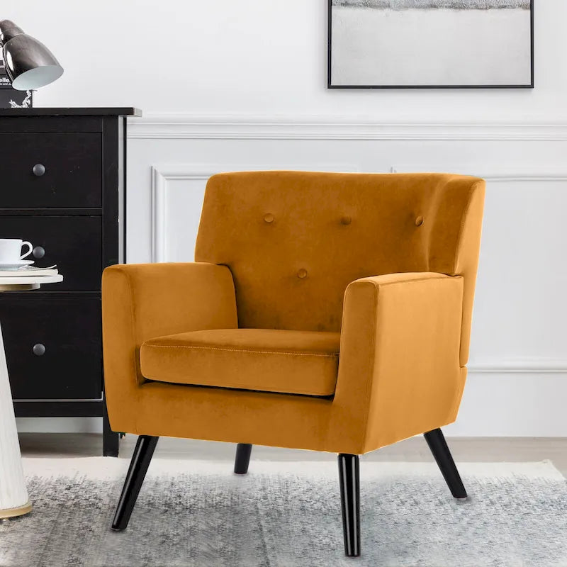 Fauteuil d'appoint capitonné en velours