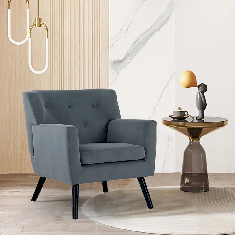 Fauteuil d'appoint capitonné en velours