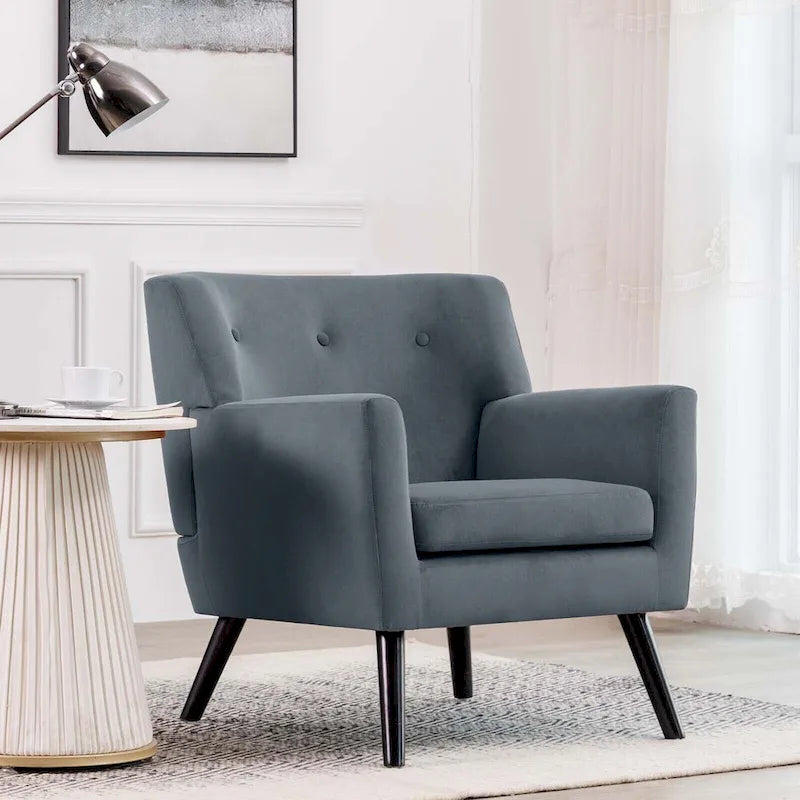 Fauteuil d'appoint capitonné en velours