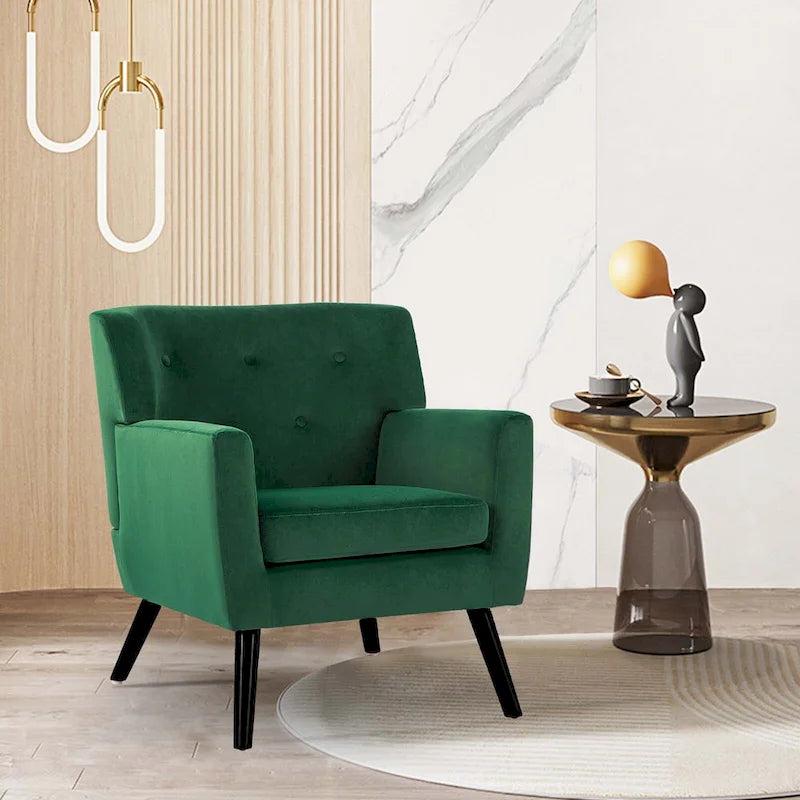 Fauteuil d'appoint capitonné en velours