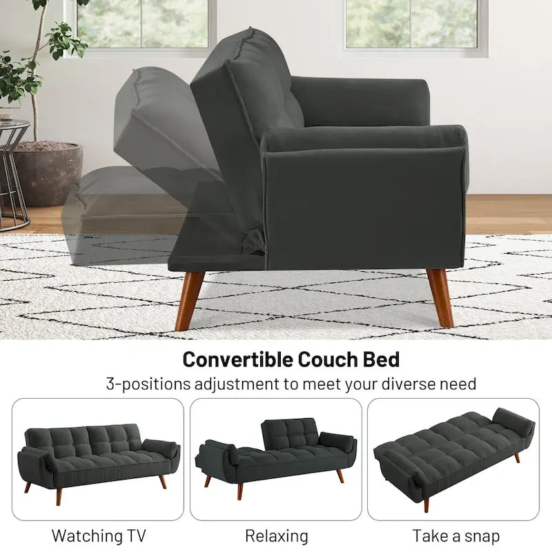 Canapé Futon Convertible Rembourré de 75,39 Pouces