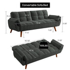 Canapé Futon Convertible Rembourré de 75,39 Pouces