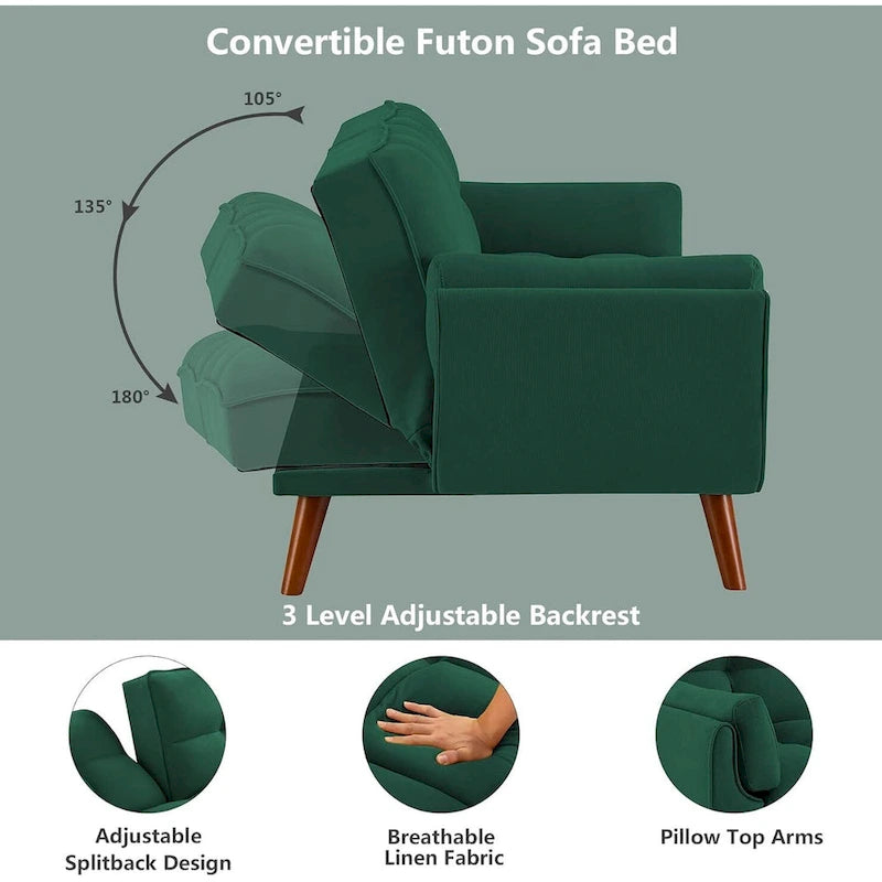 Canapé Futon Convertible Rembourré de 75,39 Pouces