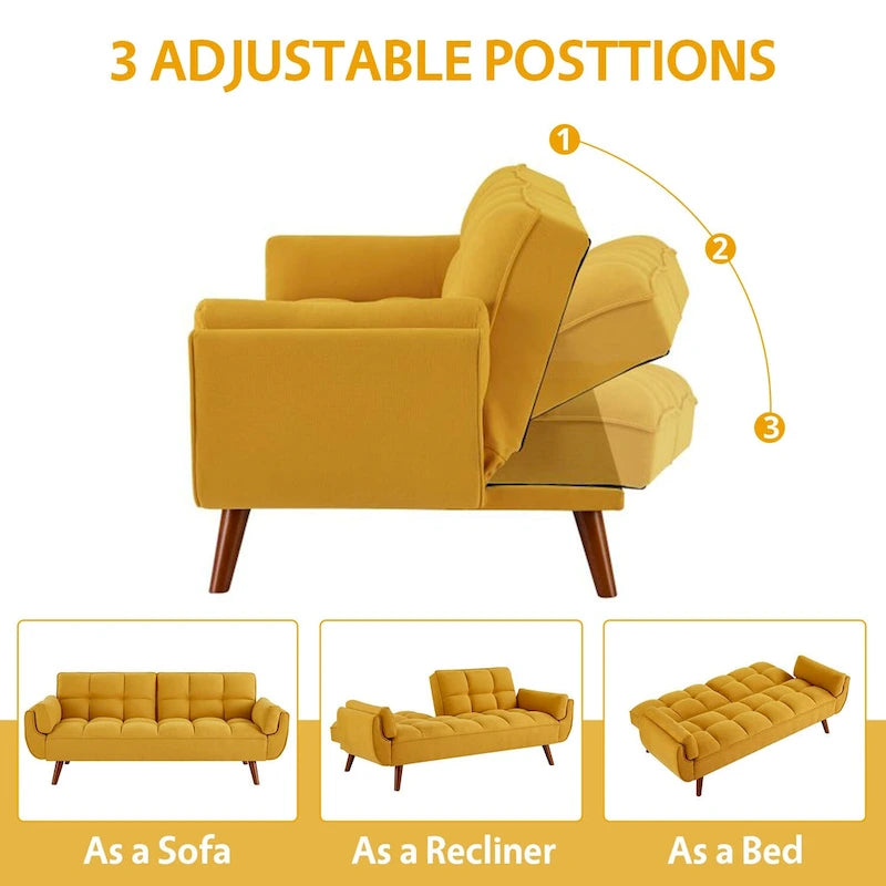 Canapé Futon Convertible Rembourré de 75,39 Pouces