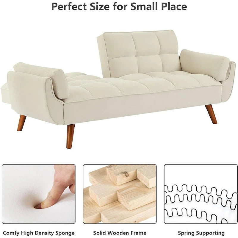 Canapé Futon Convertible Rembourré de 75,39 Pouces
