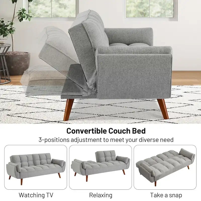 Canapé Futon Convertible Rembourré de 75,39 Pouces