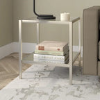 Table d'appoint carrée de 50 cm avec étagère transparente