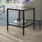 Table d'appoint carrée de 50 cm avec étagère transparente