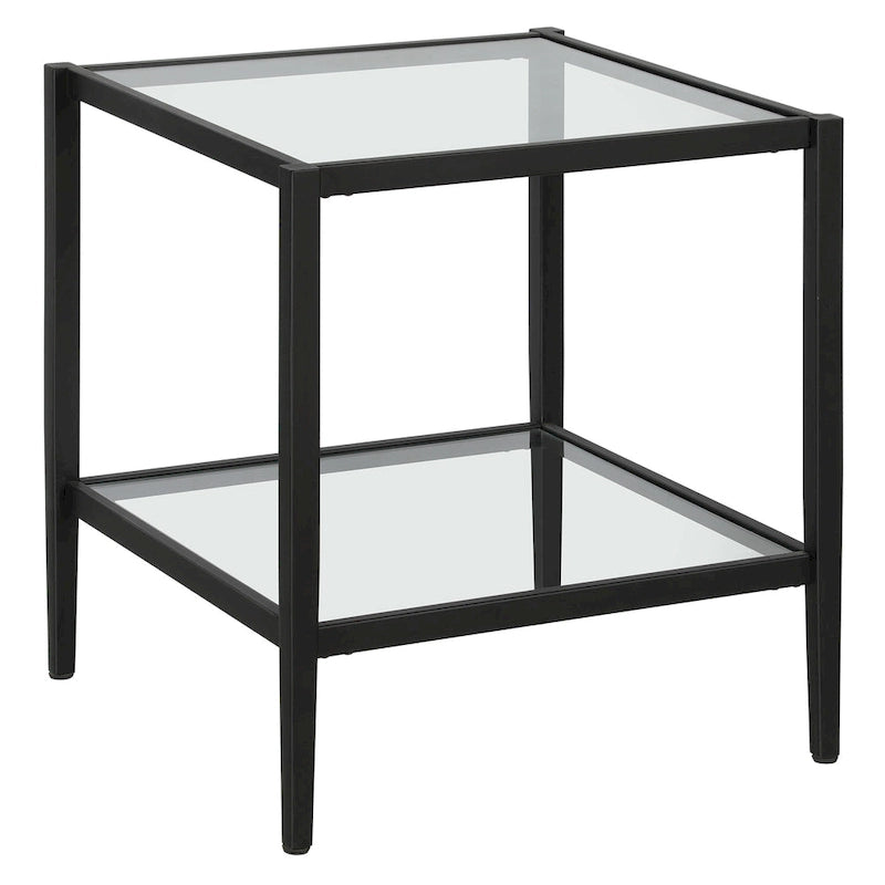 Table d'appoint carrée de 50 cm avec étagère transparente