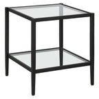 Table d'appoint carrée de 50 cm avec étagère transparente