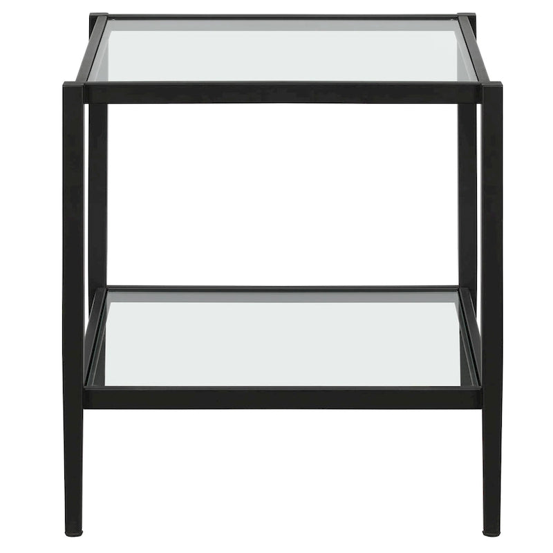 Table d'appoint carrée de 50 cm avec étagère transparente