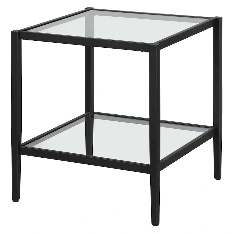 Table d'appoint carrée de 50 cm avec étagère transparente