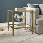 Table d'appoint carrée de 50 cm avec étagère transparente