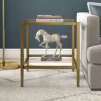 Table d'appoint carrée de 50 cm avec étagère transparente