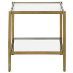 Table d'appoint carrée de 50 cm avec étagère transparente