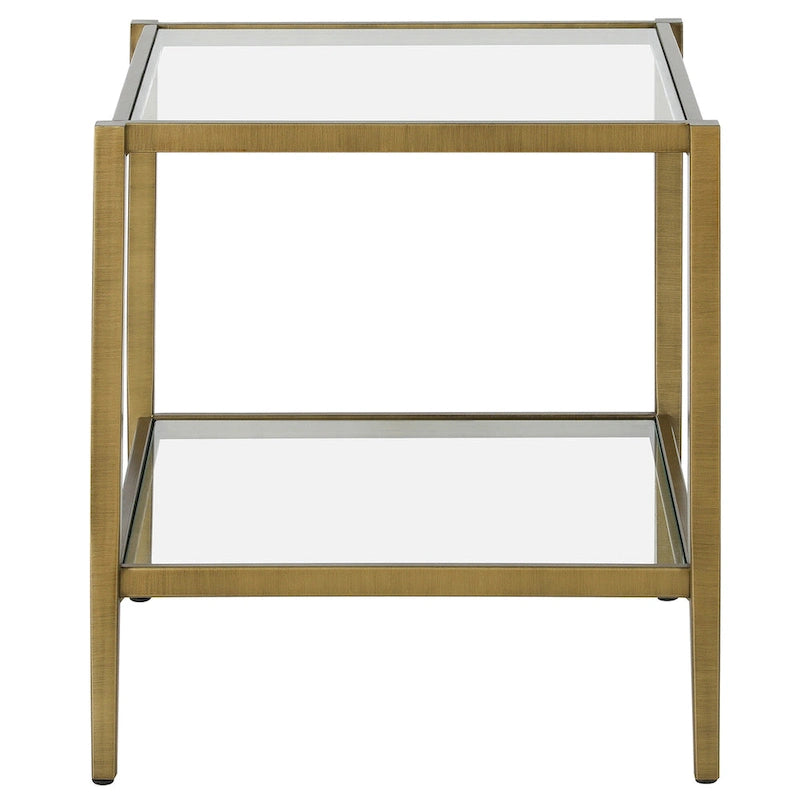Table d'appoint carrée de 50 cm avec étagère transparente