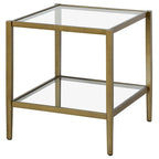 Table d'appoint carrée de 50 cm avec étagère transparente
