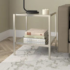 Table d'appoint carrée de 50 cm avec étagère transparente