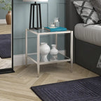Table d'appoint carrée de 50 cm avec étagère transparente