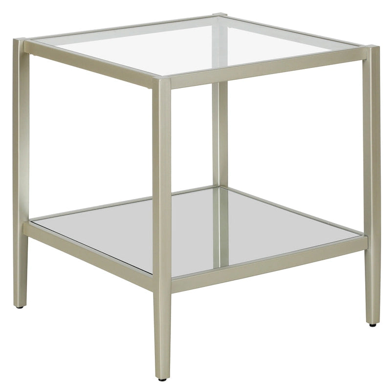 Table d'appoint carrée de 50 cm avec étagère transparente