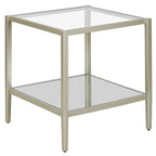 Table d'appoint carrée de 50 cm avec étagère transparente