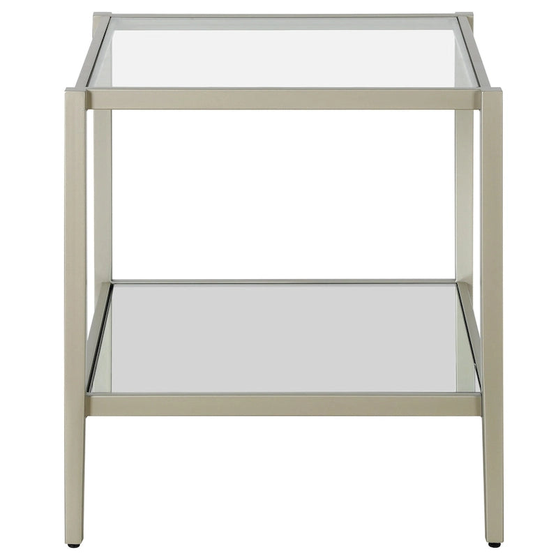 Table d'appoint carrée de 50 cm avec étagère transparente