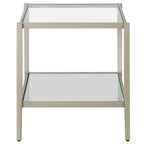 Table d'appoint carrée de 50 cm avec étagère transparente