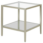 Table d'appoint carrée de 50 cm avec étagère transparente