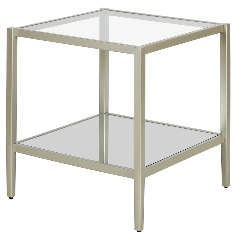 Table d'appoint carrée de 50 cm avec étagère transparente