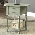 Table d'appoint en bois massif de 63,5 cm avec étagère, style champêtre français