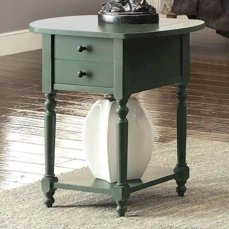 Table d'appoint en bois massif de 63,5 cm avec étagère, style champêtre français
