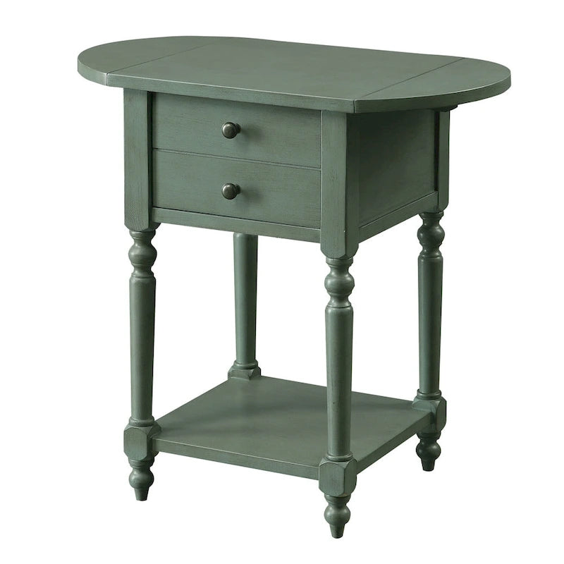 Table d'appoint en bois massif de 63,5 cm avec étagère, style champêtre français