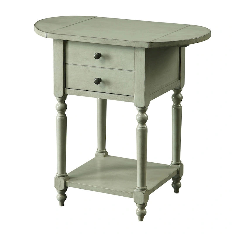 Table d'appoint en bois massif de 63,5 cm avec étagère, style champêtre français