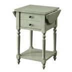 Table d'appoint en bois massif de 63,5 cm avec étagère, style champêtre français